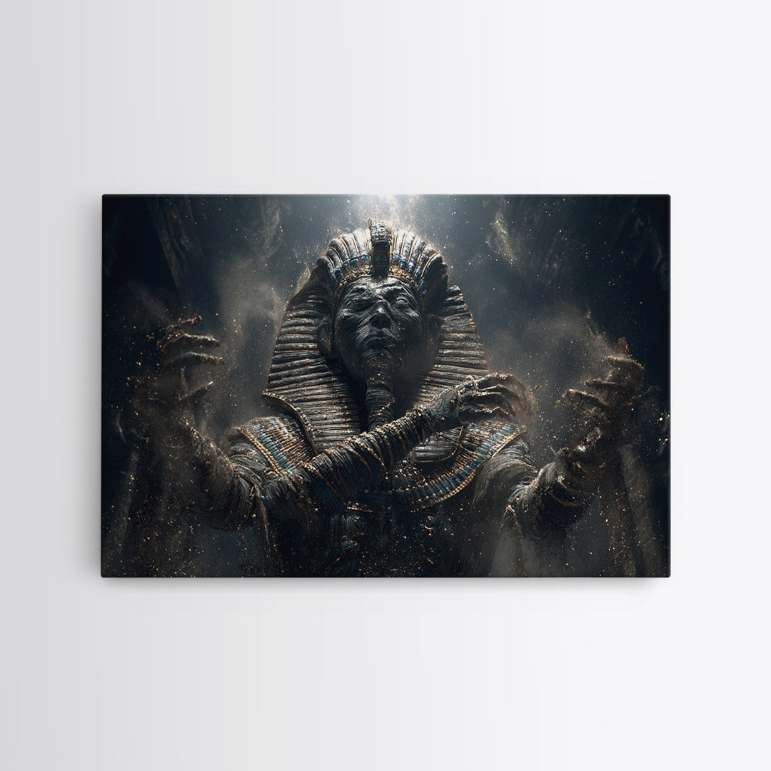 The Pharaoh Of Dustbound Silence, Landscape Wall Art, Macabre Wall Art, Framed Canvas Print, Halloween Wall Decor, Gothic Home Decor