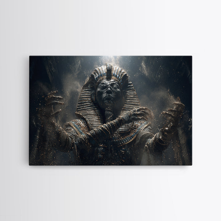 The Pharaoh Of Dustbound Silence, Landscape Wall Art, Macabre Wall Art, Framed Canvas Print, Halloween Wall Decor, Gothic Home Decor