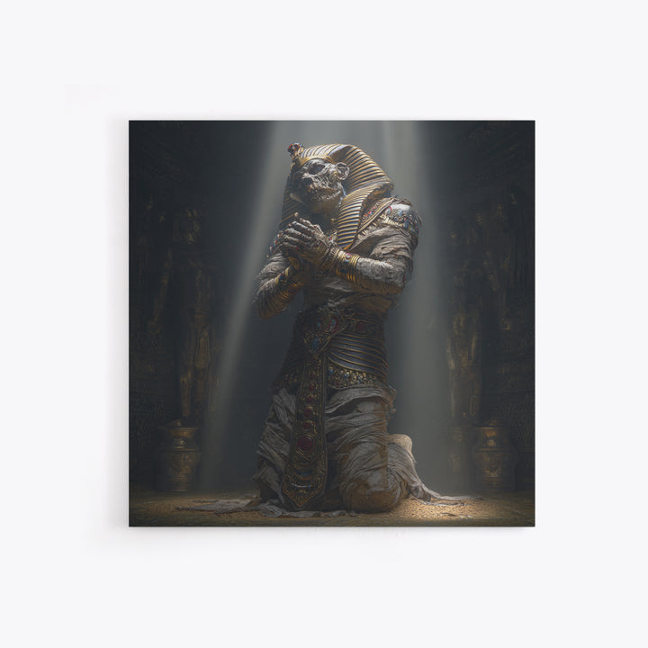 The Pharaoh Of Dustbound Silence, Square Wall Art, Gothic Horror Wall Art, Framed Canvas Print, Halloween Wall Decor, Gothic Home Decor