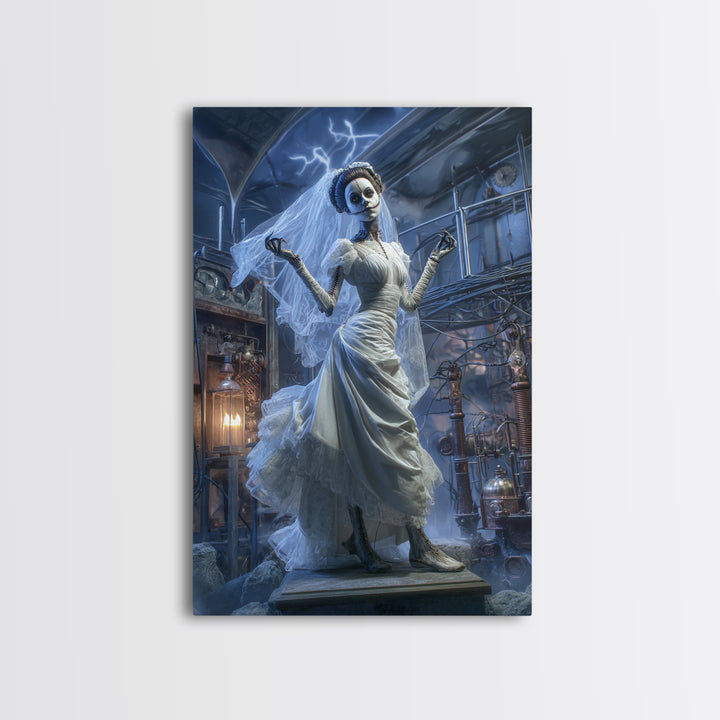 The Stitched Bride Of Thunder Hall, Vertical Wall Art, Spooky Home Decor, Canvas Print, Halloween Wall Decor, Gothic Home Decor
