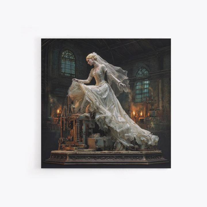 The Stitched Bride Of Thunder Hall, Square Wall Art, Macabre Wall Art, Framed Canvas Print, Halloween Wall Decor, Gothic Home Decor