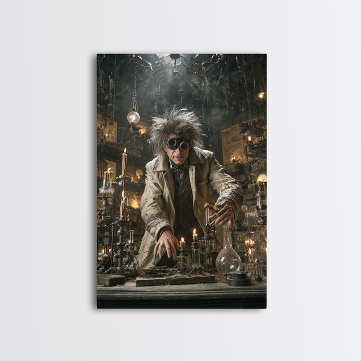 Doctor Vesper'S Resurrection Engine, Vertical Wall Art, Gothic Horror Wall Art, Framed Canvas Print, Halloween Wall Decor, Gothic Home Decor