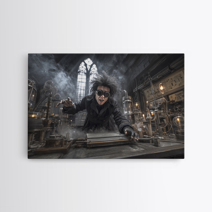 Doctor Vesper'S Resurrection Engine, Landscape Wall Art, Haunted Gothic Art, Framed Canvas Print, Halloween Wall Decor, Gothic Home Decor