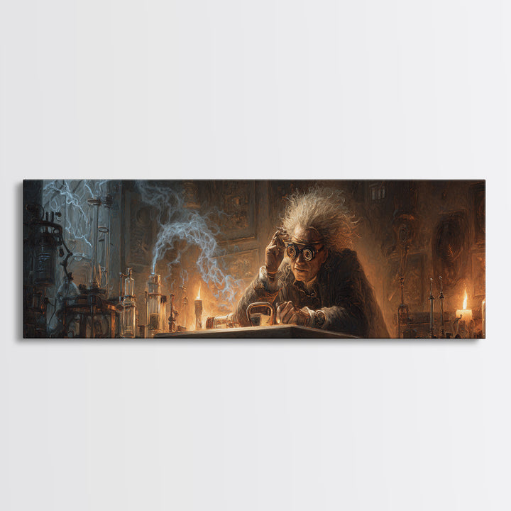 Doctor Vesper'S Resurrection Engine, Extra Wide Wall Art, Spooky Home Decor, Canvas Print, Halloween Wall Decor, Gothic Home Decor