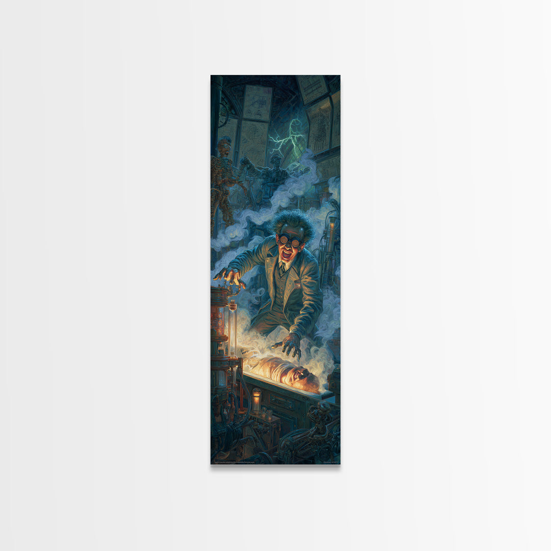 Doctor Vesper'S Resurrection Engine, Tall Narrow Wall Art, Spooky Home Decor, Canvas Print, Halloween Wall Decor, Gothic Home Decor