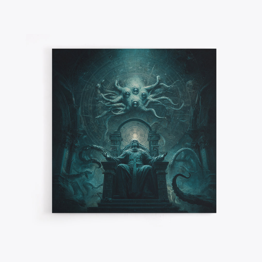The Dreaming Priest Of The Outer Gate, Square Wall Art, Spooky Home Decor, Framed Canvas Print, Halloween Wall Decor, Gothic Home Decor
