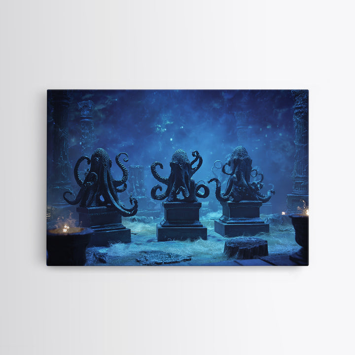 The Choir Of Deepwater Acolytes, Landscape Wall Art, Dark Fantasy Wall Art, Canvas Print, Halloween Wall Decor, Gothic Home Decor