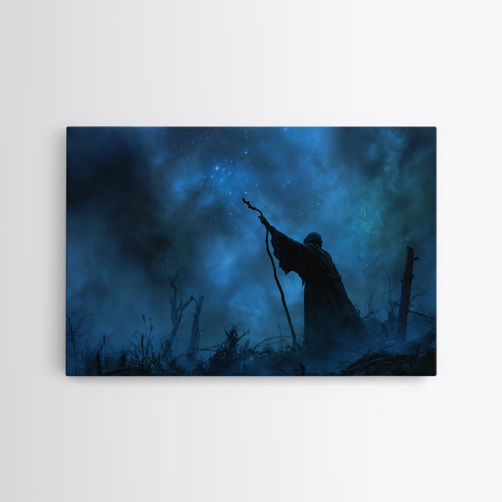 The Star-Seer Of Black Dunwich, Landscape Wall Art, Cosmic Horror Wall Art, Framed Canvas Print, Halloween Wall Decor, Gothic Home Decor