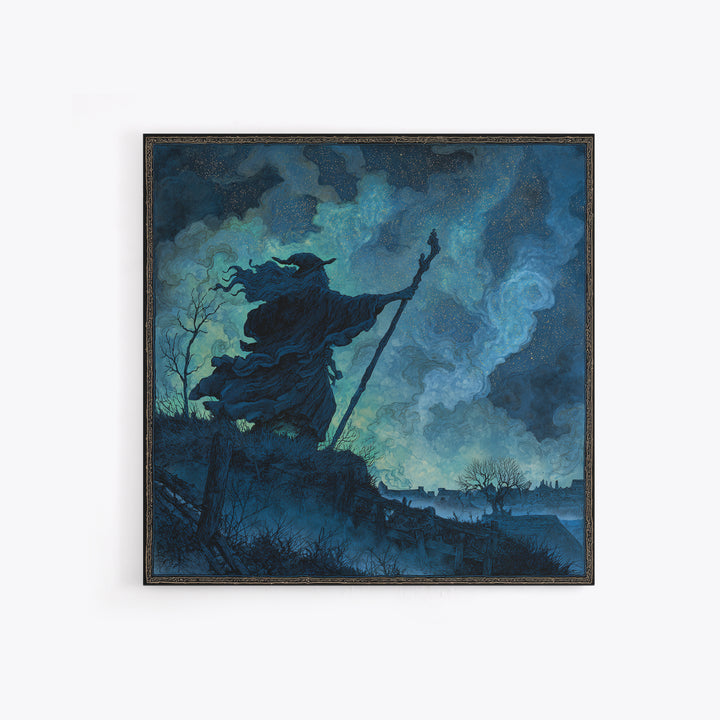 The Star-Seer Of Black Dunwich, Square Wall Art, Macabre Wall Art, Canvas Print, Halloween Wall Decor, Gothic Home Decor, Halloween Wall Art