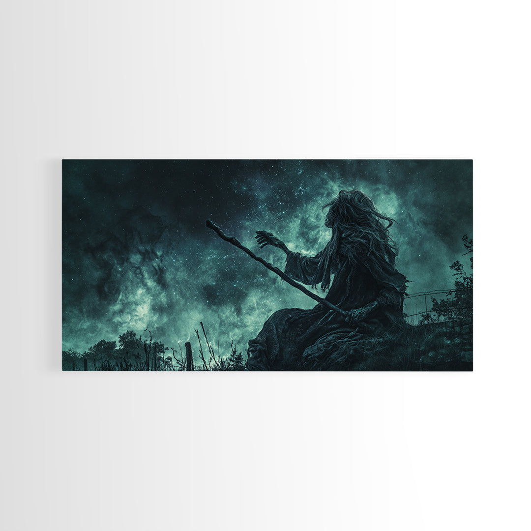 The Star-Seer Of Black Dunwich, Wide Panoramic Art, Eldritch Gothic Decor, Canvas Print, Halloween Wall Decor, Gothic Home Decor
