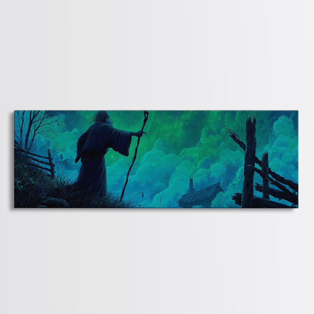 The Star-Seer Of Black Dunwich, Extra Wide Wall Art, Spooky Home Decor, Framed Canvas Print, Halloween Wall Decor, Gothic Home Decor