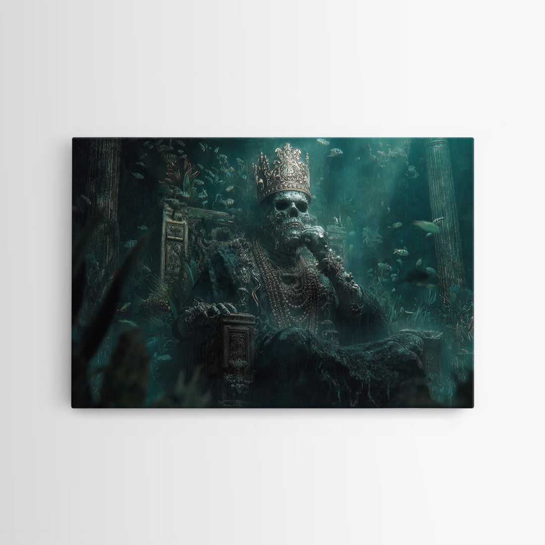 The Watcher In The Coral Throne, Landscape Wall Art, Eldritch Gothic Decor, Canvas Print, Halloween Wall Decor, Gothic Home Decor