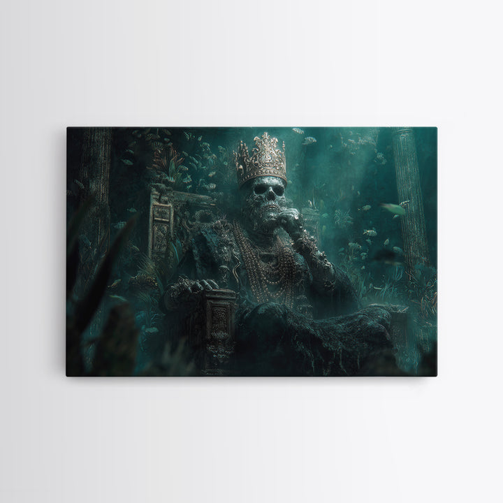 The Watcher In The Coral Throne, Landscape Wall Art, Eldritch Gothic Decor, Canvas Print, Halloween Wall Decor, Gothic Home Decor