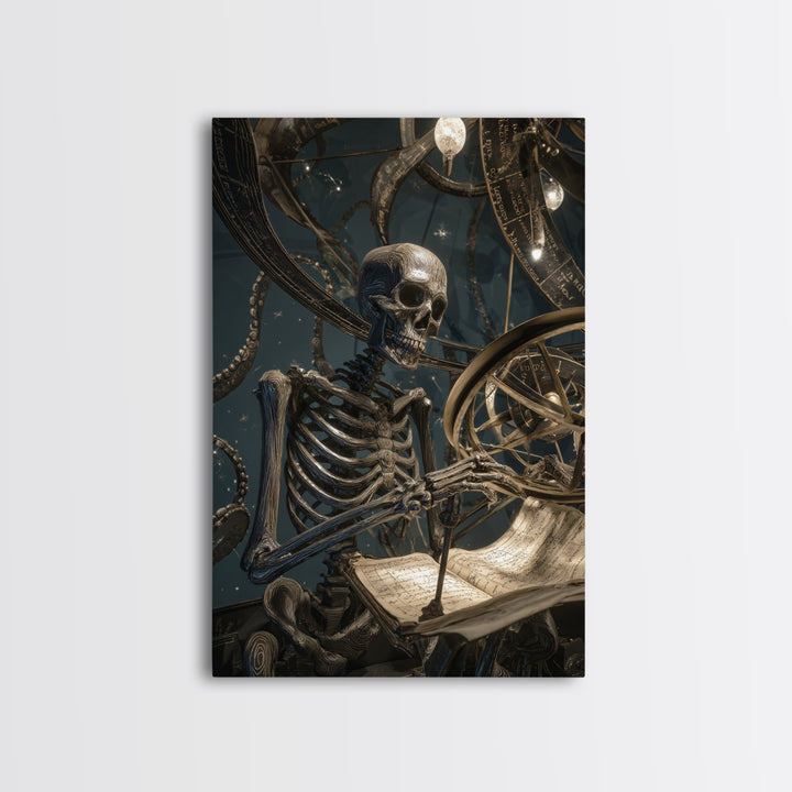 The Astronomer Of The Hollow Sky, Vertical Wall Art, Eldritch Gothic Decor, Framed Canvas Print, Halloween Wall Decor, Gothic Home Decor