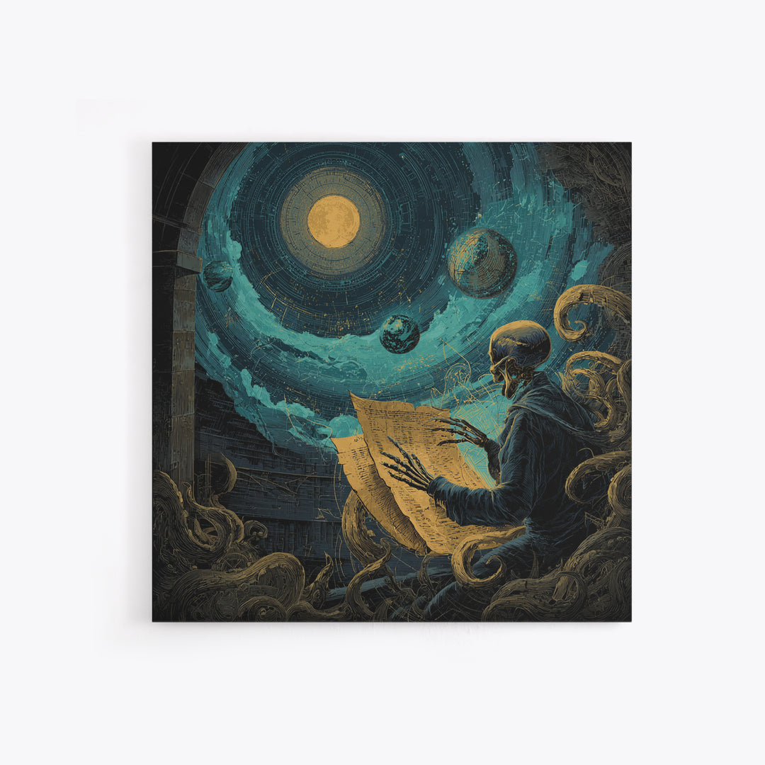 The Astronomer Of The Hollow Sky, Square Wall Art, Cosmic Horror Wall Art, Canvas Print, Halloween Wall Decor, Gothic Home Decor