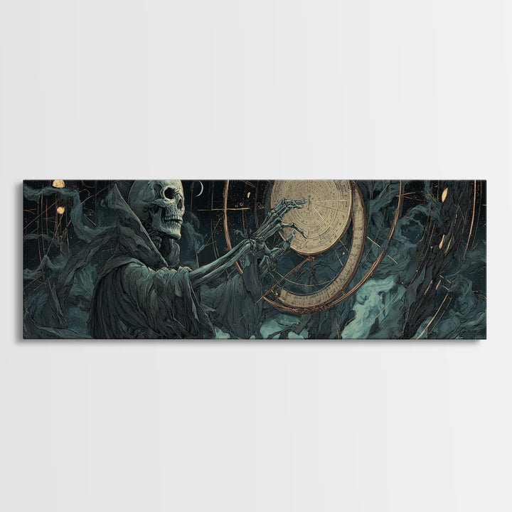 The Astronomer Of The Hollow Sky, Extra Wide Wall Art, Eldritch Gothic Decor, Framed Canvas Print, Halloween Wall Decor, Gothic Home Decor