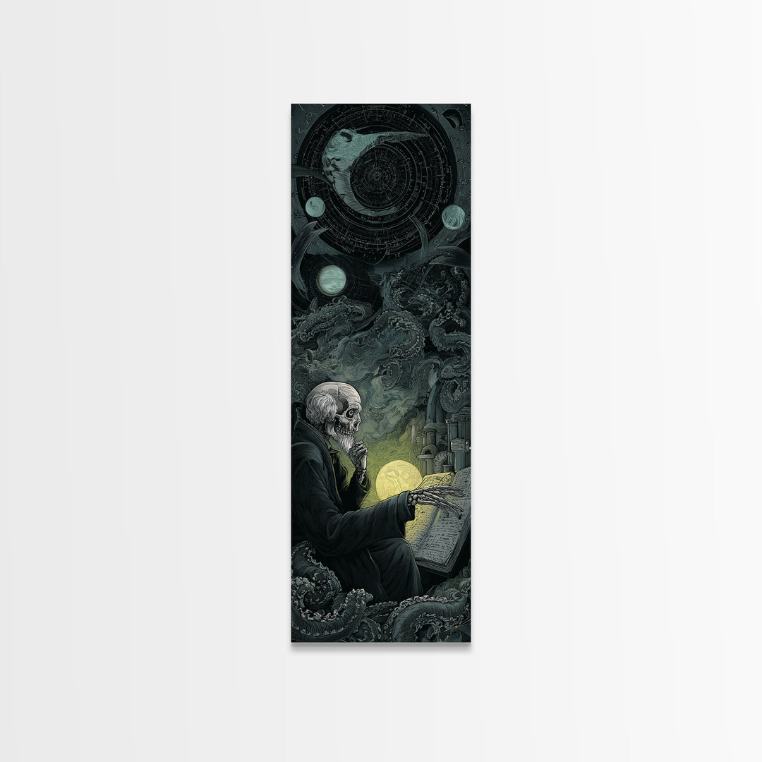 The Astronomer Of The Hollow Sky, Tall Narrow Wall Art, Haunted Gothic Art, Canvas Print, Halloween Wall Decor, Gothic Home Decor