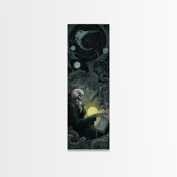 The Astronomer Of The Hollow Sky, Tall Narrow Wall Art, Haunted Gothic Art, Canvas Print, Halloween Wall Decor, Gothic Home Decor