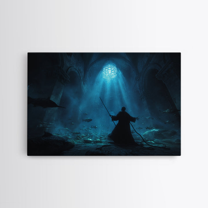 The Bellringer Of The Sunken Cathedral, Landscape Wall Art, Lovecraftian Horror Art, Canvas Print, Halloween Wall Decor, Gothic Home Decor