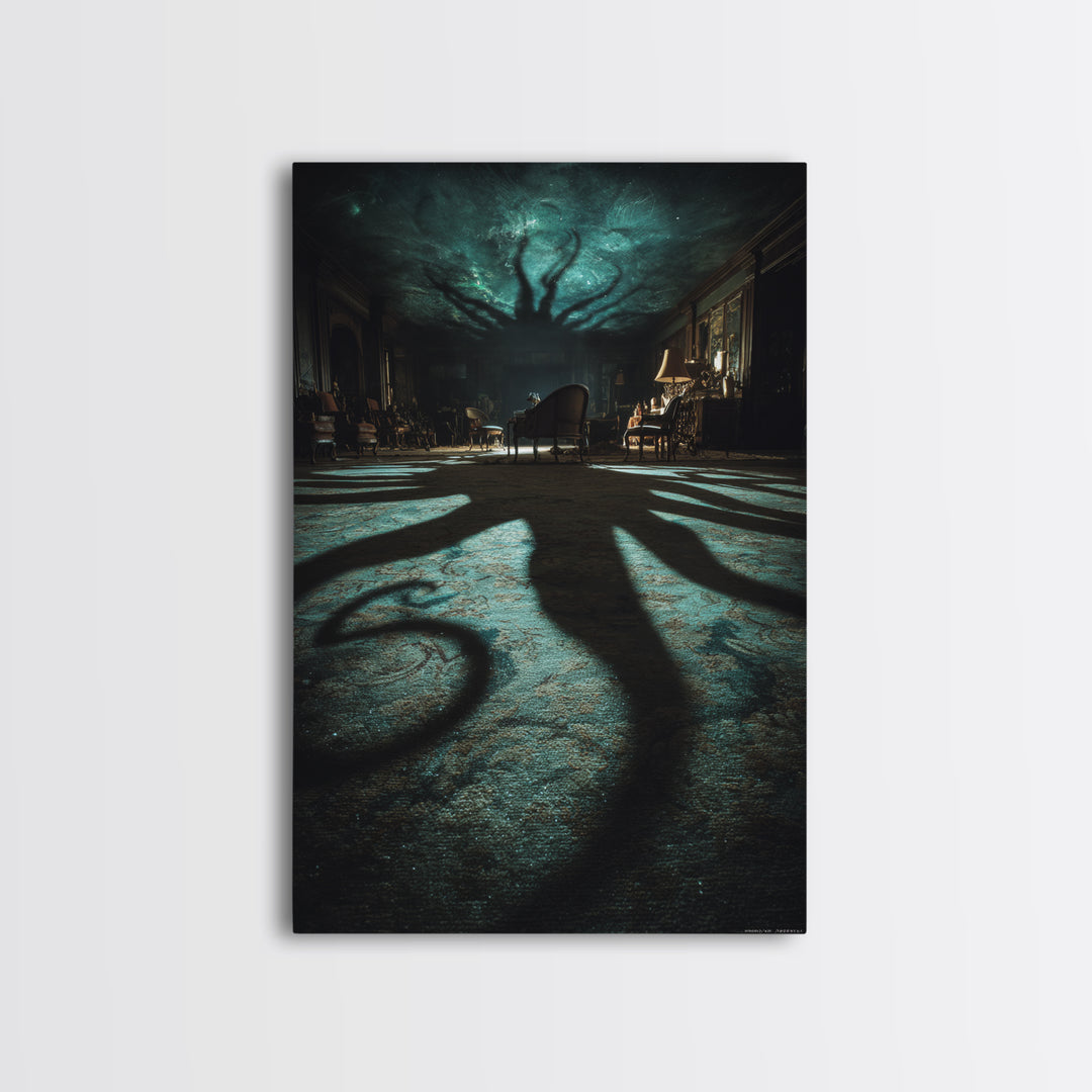 The Crawler Beneath The Floor Of Stars, Vertical Wall Art, Gothic Horror Wall Art, Canvas Print, Halloween Wall Decor, Gothic Home Decor