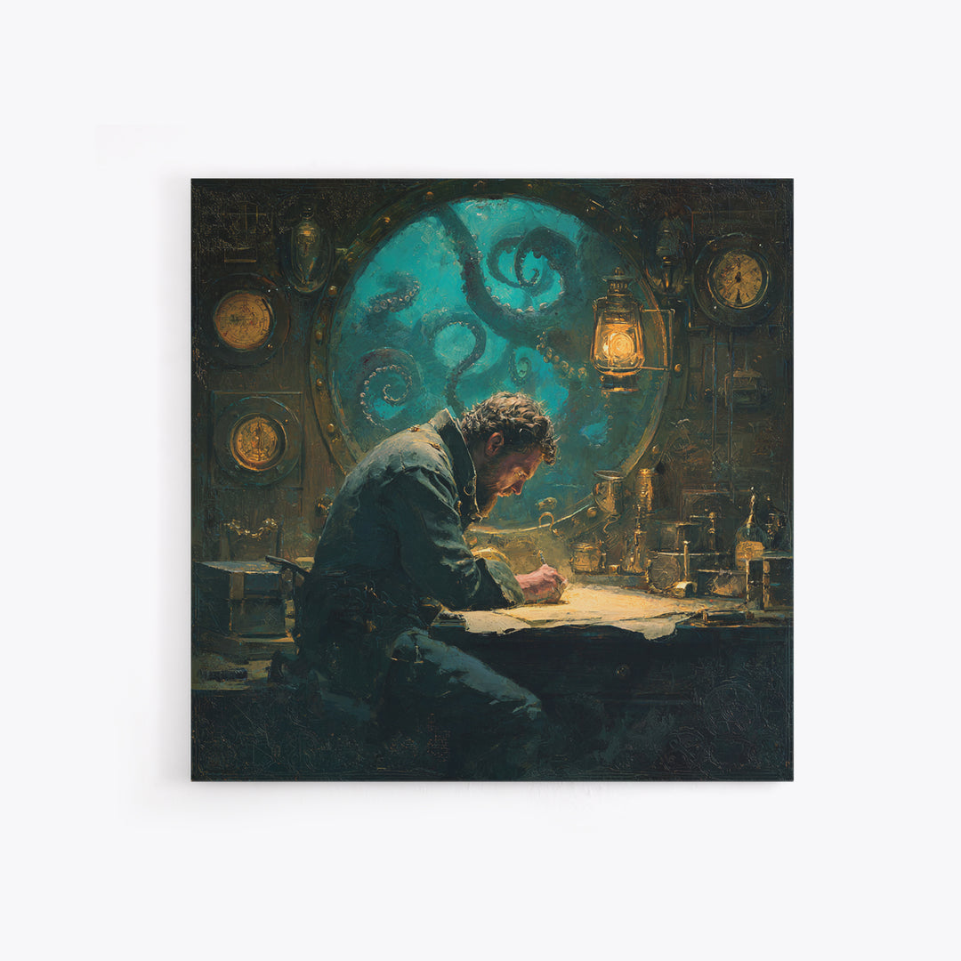 The Mapmaker Of Impossible Shores, Square Wall Art, Cosmic Horror Wall Art, Canvas Print, Halloween Wall Decor, Gothic Home Decor