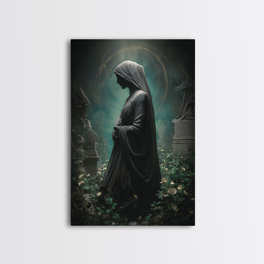The Widow Of The Whispering Comet, Vertical Wall Art, Dark Halloween Decor, Canvas Print, Halloween Wall Decor, Gothic Home Decor