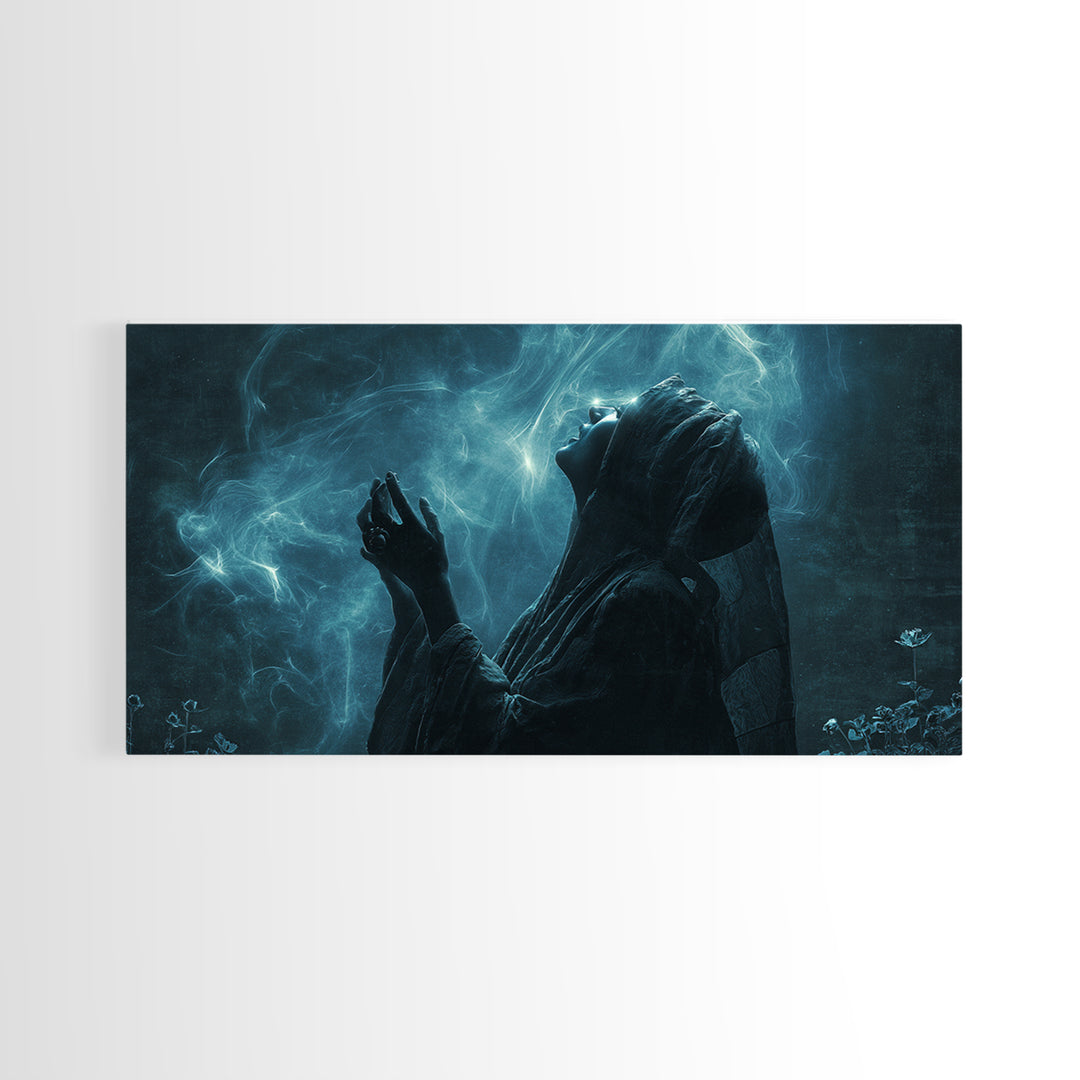 The Widow Of The Whispering Comet, Wide Panoramic Art, Spooky Home Decor, Canvas Print, Halloween Wall Decor, Gothic Home Decor