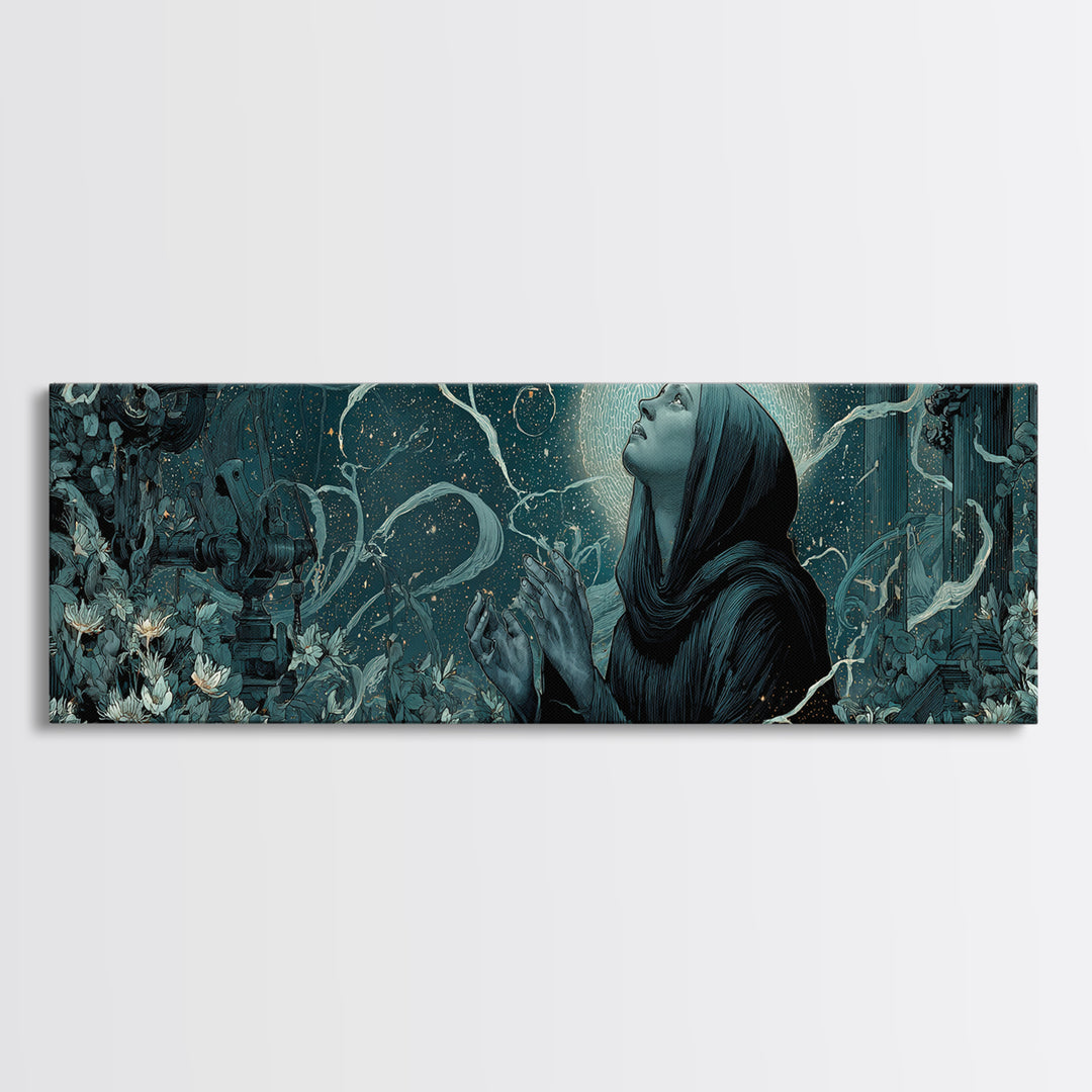 The Widow Of The Whispering Comet, Extra Wide Wall Art, Spooky Home Decor, Canvas Print, Halloween Wall Decor, Gothic Home Decor