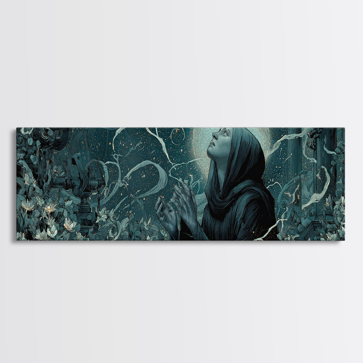 The Widow Of The Whispering Comet, Extra Wide Wall Art, Spooky Home Decor, Canvas Print, Halloween Wall Decor, Gothic Home Decor
