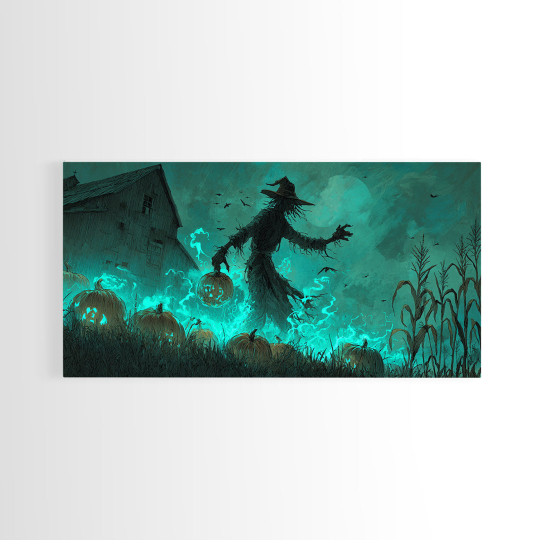 The Harvest Of The Eldritch Field, Wide Panoramic Art, Eldritch Gothic Decor, Framed Canvas Print, Halloween Wall Decor, Gothic Home Decor