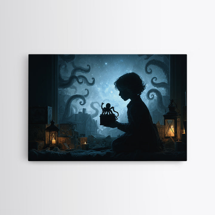 The Child Who Caught A Moon-Spawn, Landscape Wall Art, Haunted Gothic Art, Canvas Print, Halloween Wall Decor, Gothic Home Decor