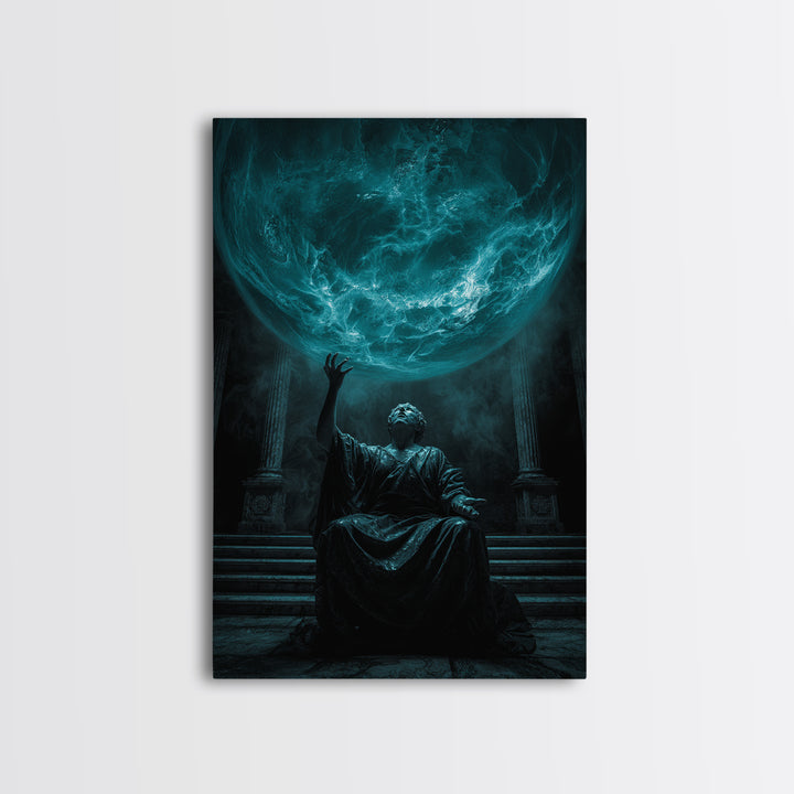 The Oracle Of The Glass Depths, Vertical Wall Art, Dark Fantasy Wall Art, Framed Canvas Print, Halloween Wall Decor, Gothic Home Decor