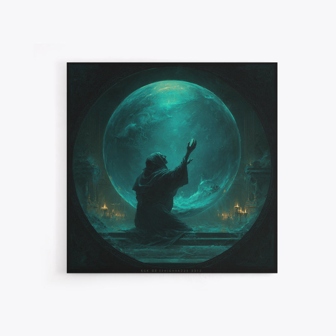 The Oracle Of The Glass Depths, Square Wall Art, Lovecraftian Horror Art, Framed Canvas Print, Halloween Wall Decor, Gothic Home Decor