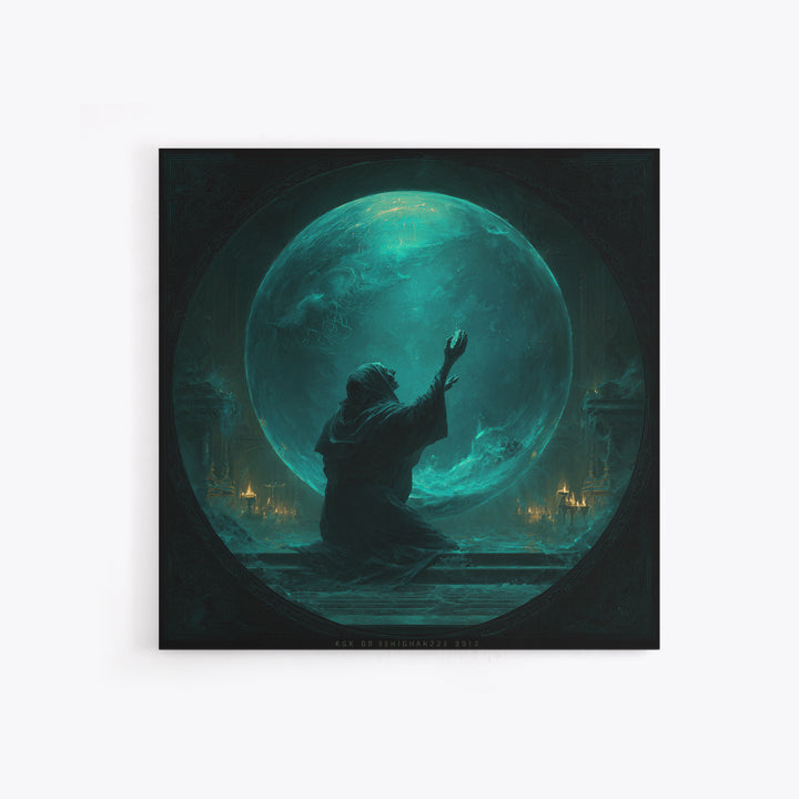 The Oracle Of The Glass Depths, Square Wall Art, Lovecraftian Horror Art, Framed Canvas Print, Halloween Wall Decor, Gothic Home Decor