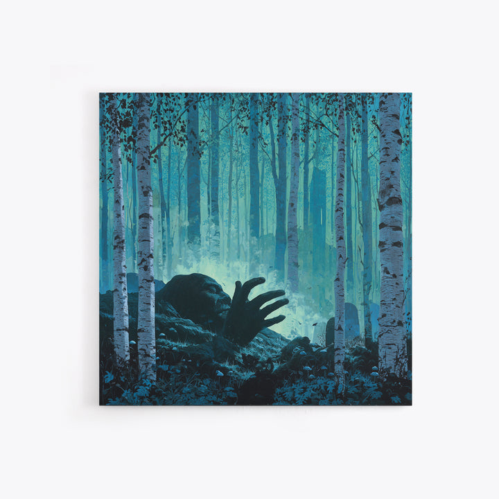The Sleeper In The Birch Grove, Square Wall Art, Gothic Horror Wall Art, Framed Canvas Print, Halloween Wall Decor, Gothic Home Decor