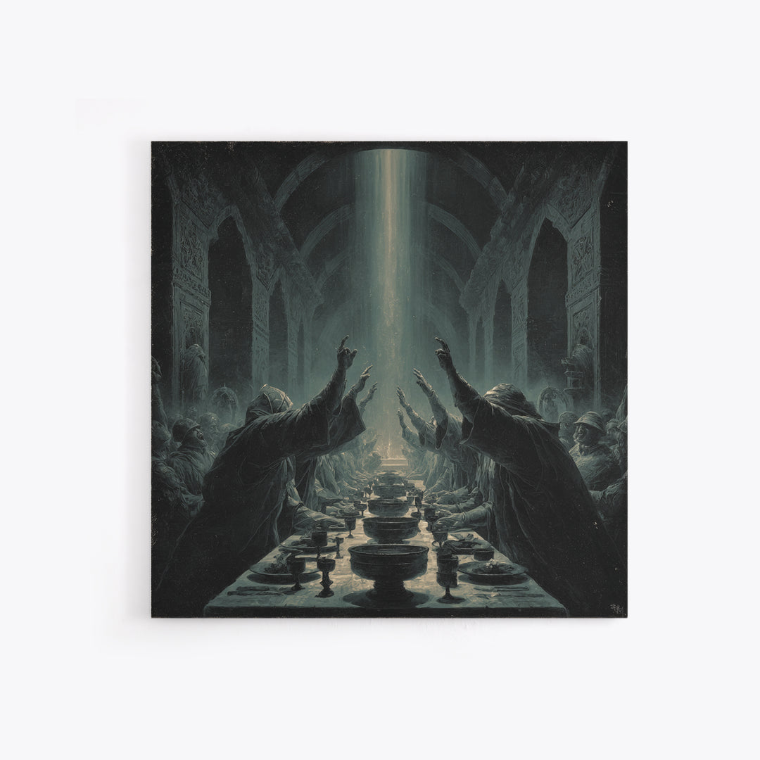 The Feast Of The Pale Cult, Square Wall Art, Macabre Wall Art, Canvas Print, Halloween Wall Decor, Gothic Home Decor, Halloween Decor