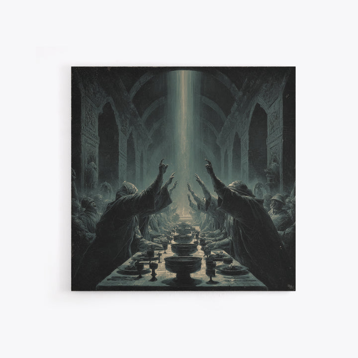 The Feast Of The Pale Cult, Square Wall Art, Macabre Wall Art, Canvas Print, Halloween Wall Decor, Gothic Home Decor, Halloween Decor