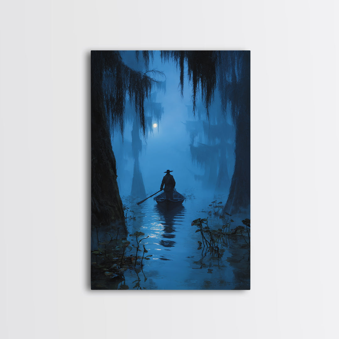 The Ferryman Of The Outer Marsh, Vertical Wall Art, Lovecraftian Horror Art, Canvas Print, Halloween Wall Decor, Gothic Home Decor