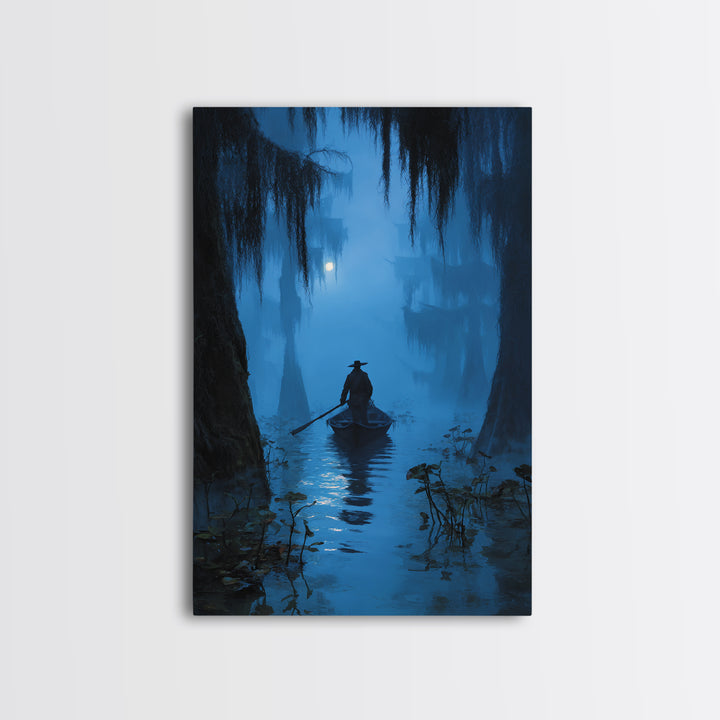 The Ferryman Of The Outer Marsh, Vertical Wall Art, Lovecraftian Horror Art, Canvas Print, Halloween Wall Decor, Gothic Home Decor