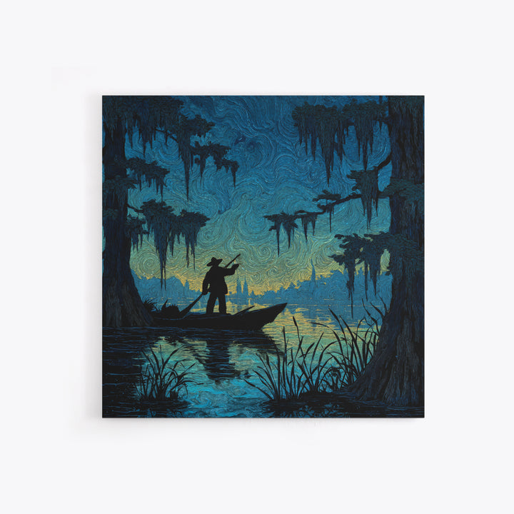 The Ferryman Of The Outer Marsh, Square Wall Art, Lovecraftian Horror Art, Framed Canvas Print, Halloween Wall Decor, Gothic Home Decor
