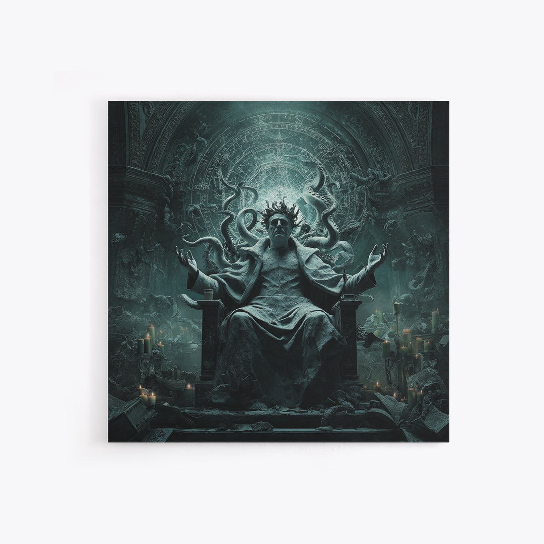 The Crown Of The Tentacled Saint, Square Wall Art, Dark Halloween Decor, Framed Canvas Print, Halloween Wall Decor, Gothic Home Decor