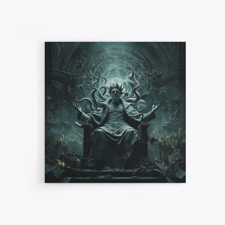 The Crown Of The Tentacled Saint, Square Wall Art, Dark Halloween Decor, Framed Canvas Print, Halloween Wall Decor, Gothic Home Decor