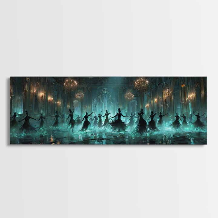 The Ballroom Of Silent Shoggoths, Extra Wide Wall Art, Cosmic Horror Wall Art, Framed Canvas Print, Halloween Wall Decor, Gothic Home Decor