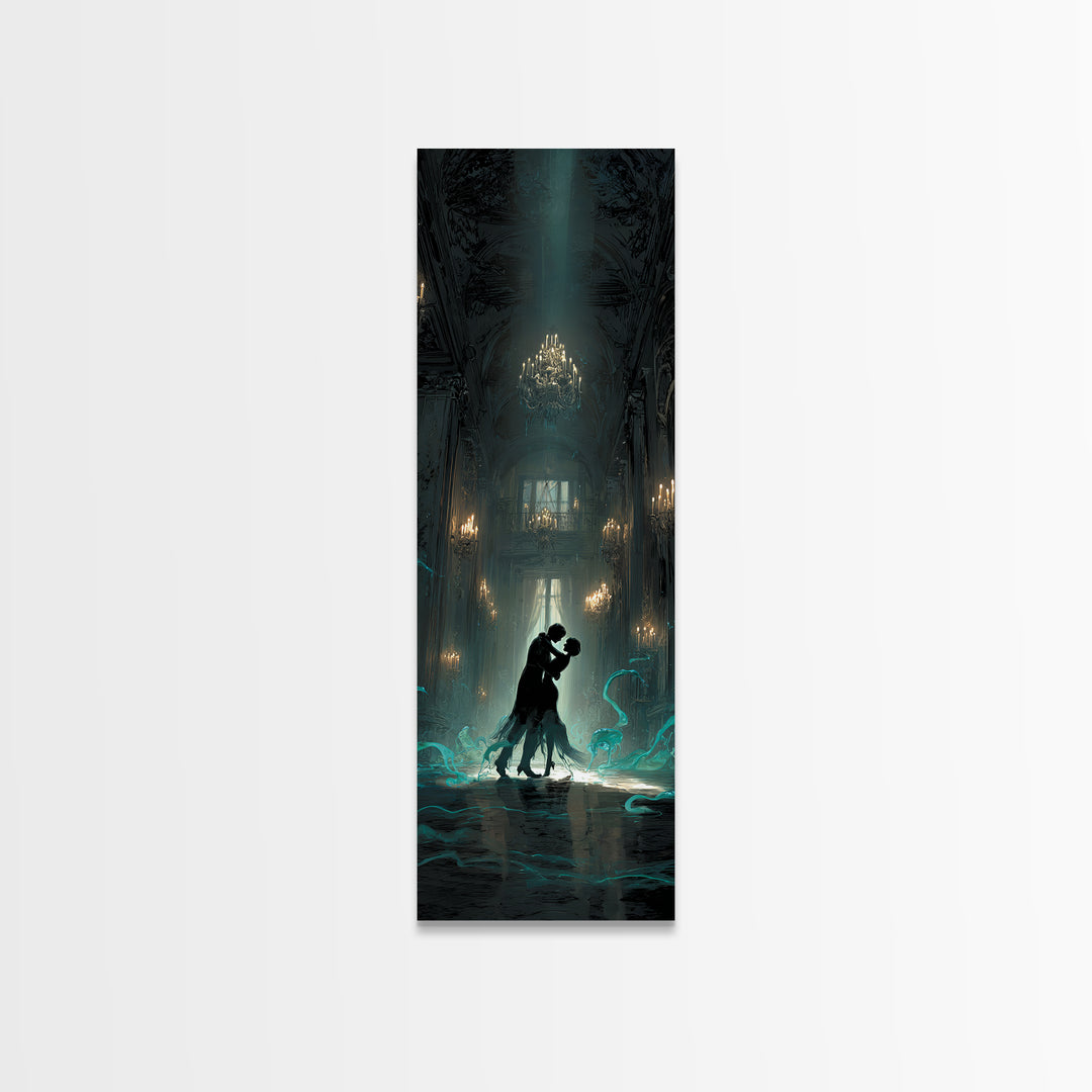 The Ballroom Of Silent Shoggoths, Tall Narrow Wall Art, Gothic Horror Wall Art, Canvas Print, Halloween Wall Decor, Gothic Home Decor