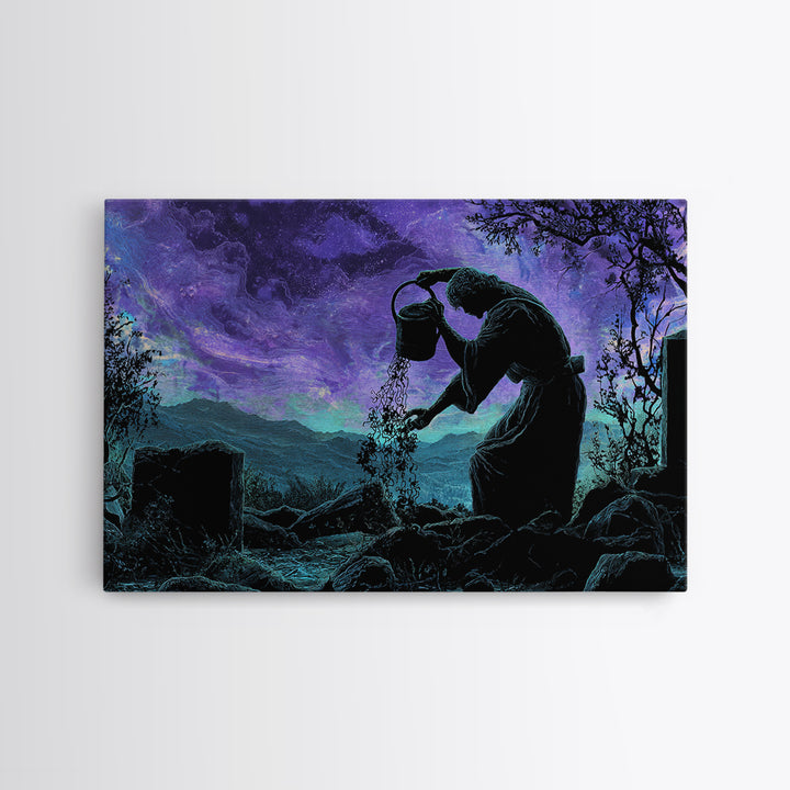 The Grave Gardener Of Yuggoth, Landscape Wall Art, Macabre Wall Art, Canvas Print, Halloween Wall Decor, Gothic Home Decor, Halloween Decor