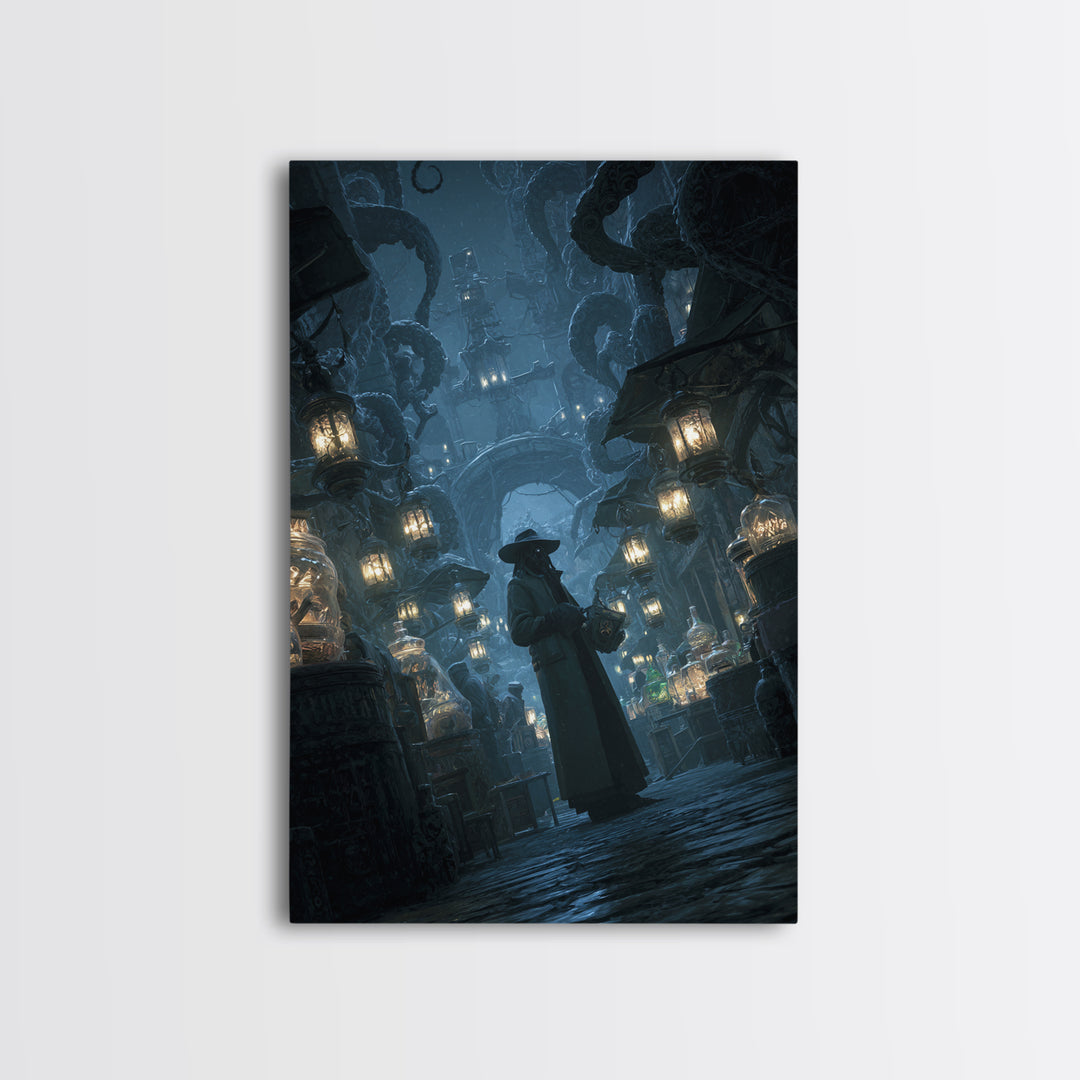 The Lantern Market Beyond The Veil, Vertical Wall Art, Spooky Home Decor, Canvas Print, Halloween Wall Decor, Gothic Home Decor