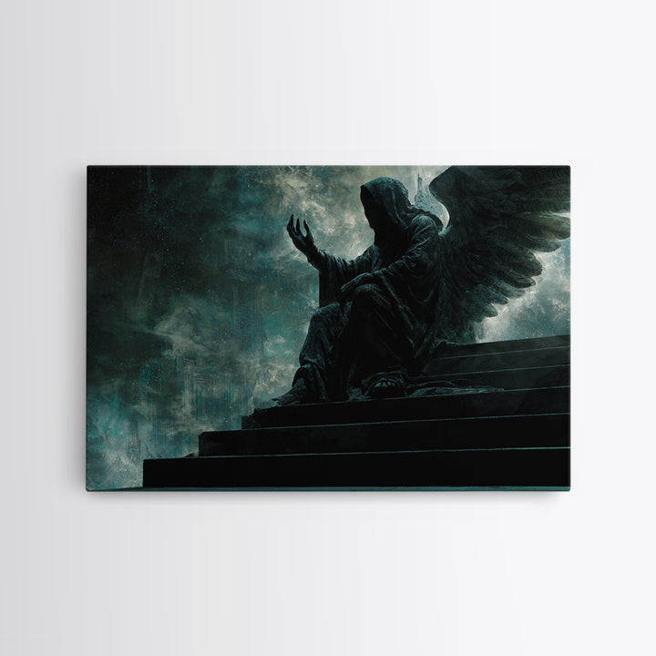 The Moth Prophet Of Kadath, Landscape Wall Art, Lovecraftian Horror Art, Framed Canvas Print, Halloween Wall Decor, Gothic Home Decor