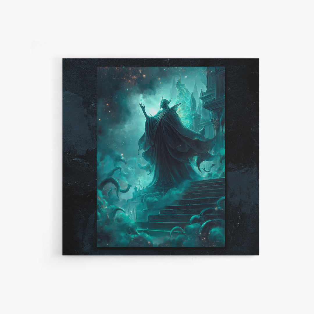 The Moth Prophet Of Kadath, Square Wall Art, Cosmic Horror Wall Art, Framed Canvas Print, Halloween Wall Decor, Gothic Home Decor
