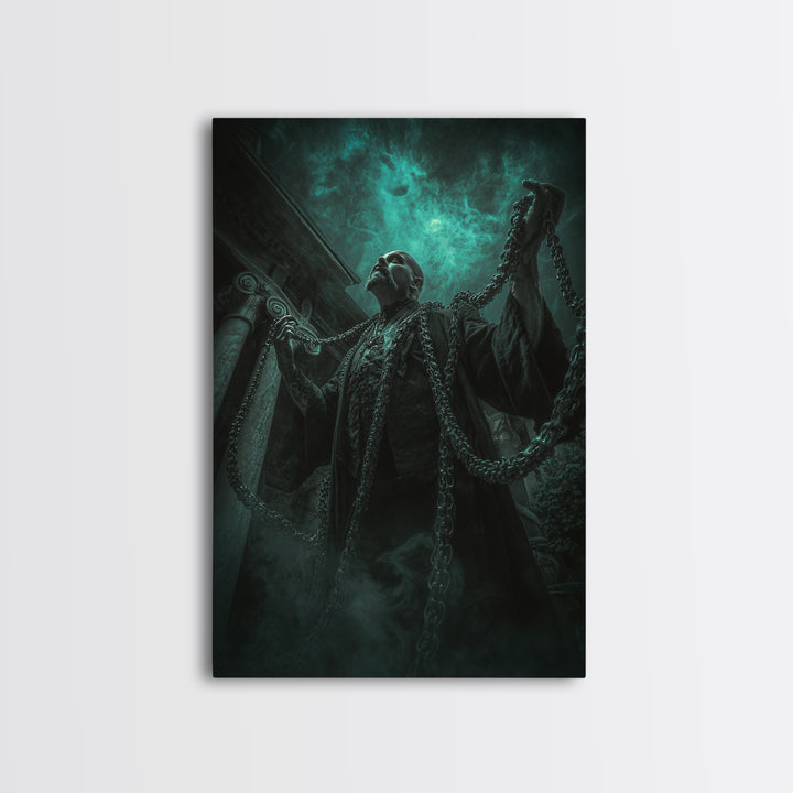 The Moonlit Shoggoth Menagerie, Vertical Wall Art, Macabre Wall Art, Framed Canvas Print, Halloween Wall Decor, Gothic Home Decor