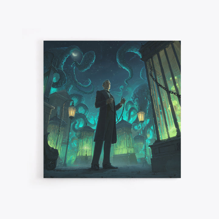 The Moonlit Shoggoth Menagerie, Square Wall Art, Macabre Wall Art, Framed Canvas Print, Halloween Wall Decor, Gothic Home Decor
